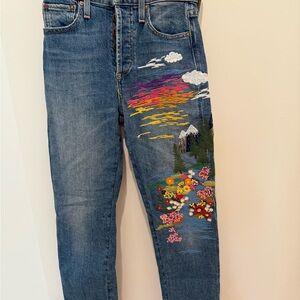 Alice + Olivia Embroidered Jeans